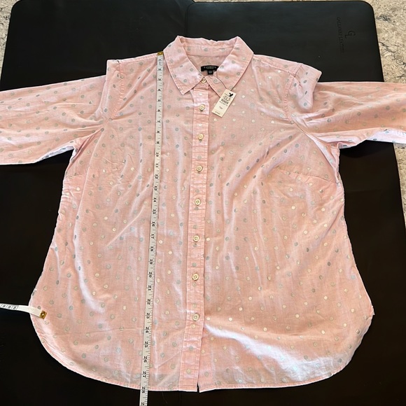🎉Host Pick🎉Talbots Plus Petite Women’s Pink & Silver Polka Dot Shirt Size 1XP - Picture 6 of 12